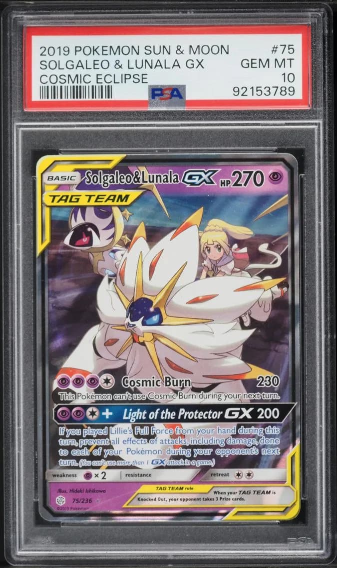 Solgaleo & Lunala GX, Sun & Moon Cosmic Eclipse, PSA 10