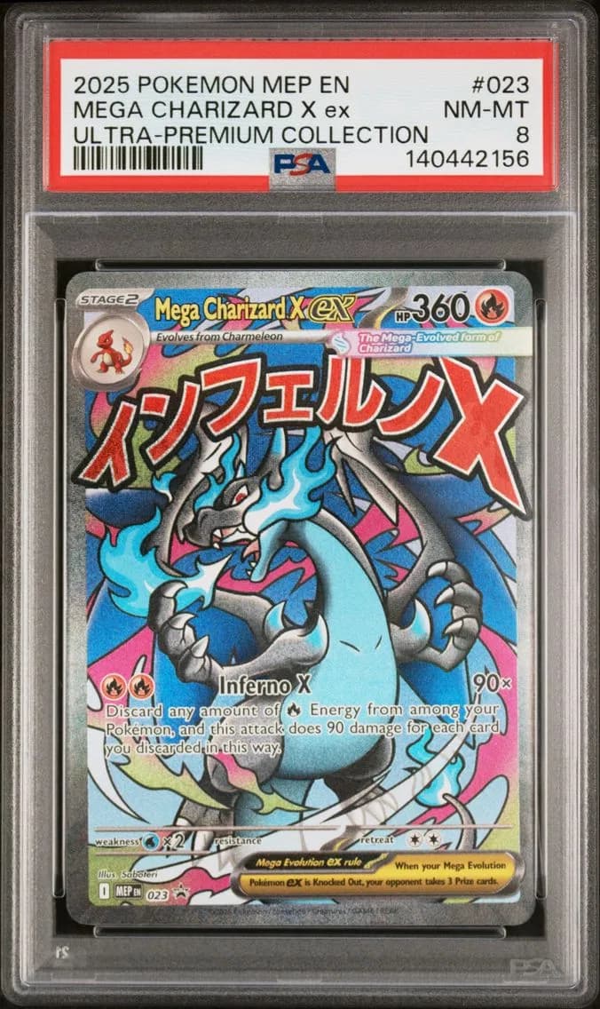 Mega Charizard X EX, Me Black Star Promo, PSA 8