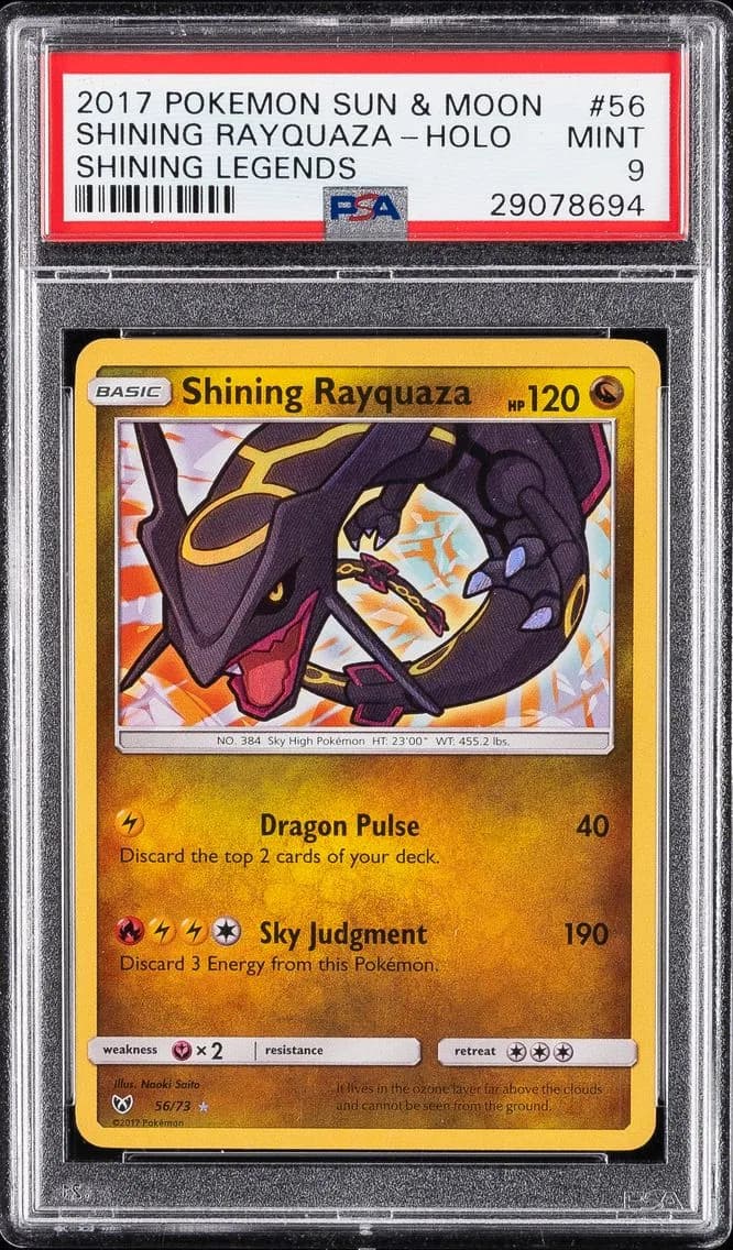 Shining Rayquaza-Holo, Sun & Moon Shining Legends, PSA 9