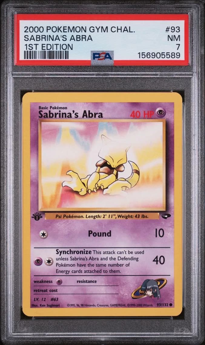 Sabrina's Abra 1st Edition, Gym Challenge, PSA 7