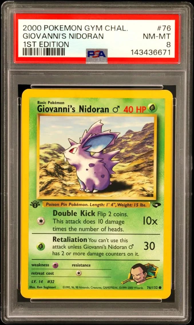Giovanni's Nidoran 1st Edition, Gym Challenge, PSA 8