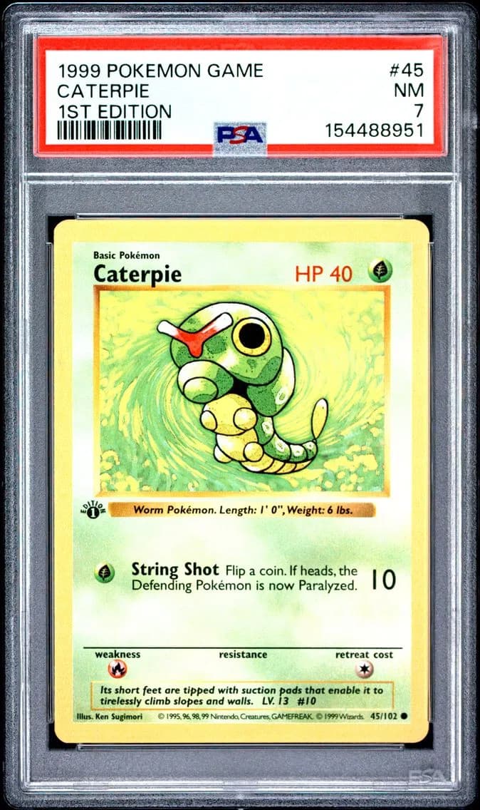Caterpie 1st Edition, Game, PSA 7