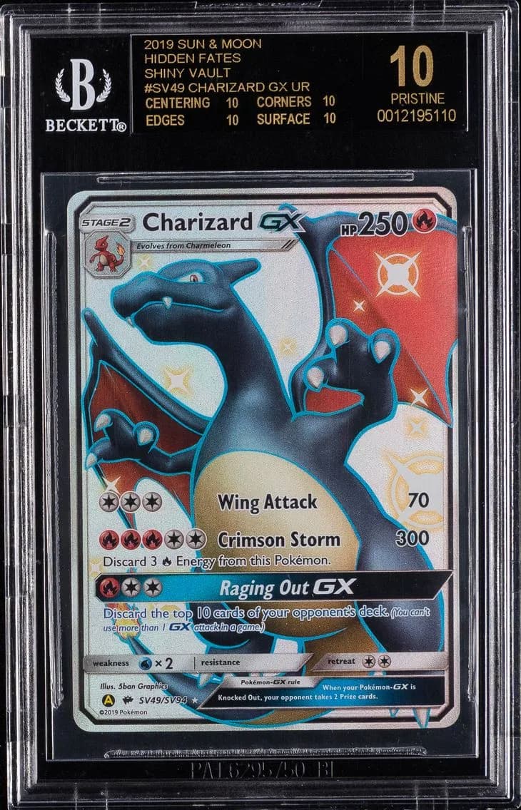Charizard GX, Sun and Moon Hidden Fates Shiny Vault, BGS 10
