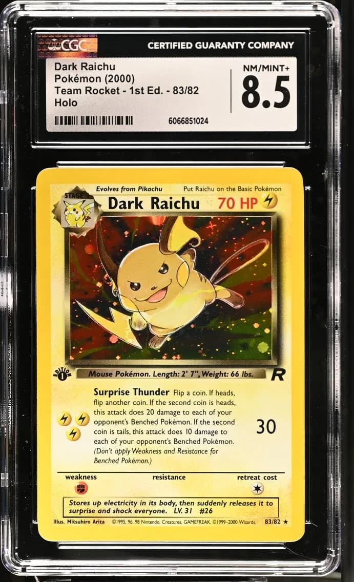 Dark Raichu, Team Rocket - 1st Edition, CGC 8.5