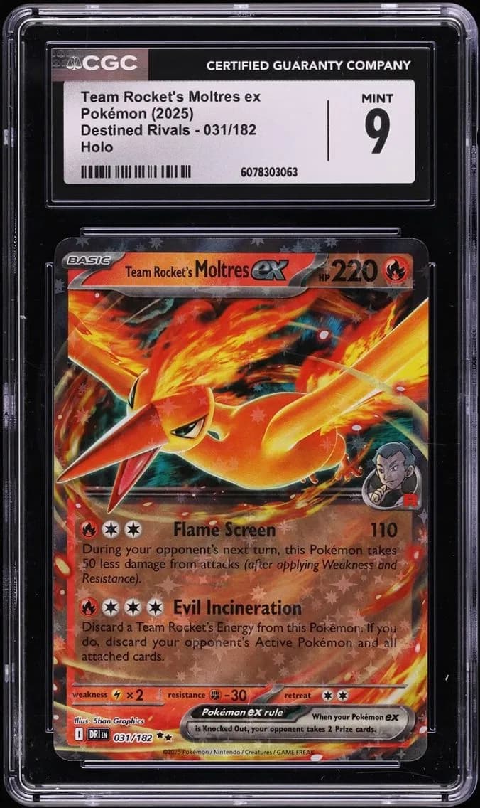 Team Rocket's Moltres ex, Destined Rivals, CGC 9
