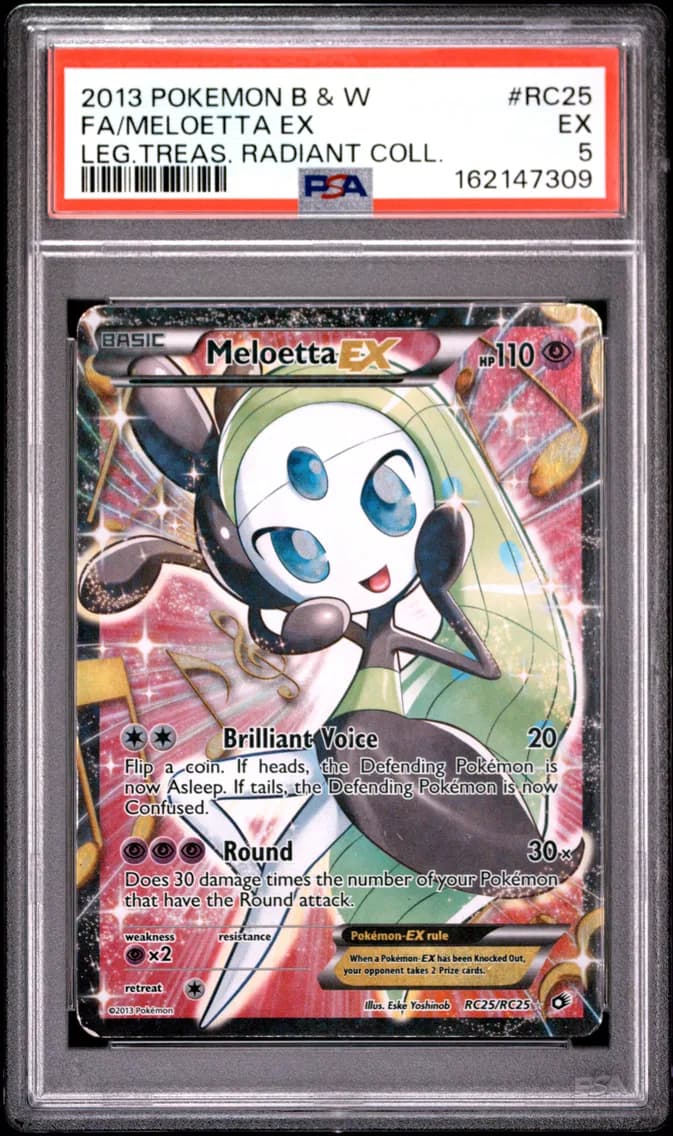 Meloetta EX, Black & White Legendary Treasures Radiant Collection, PSA 5