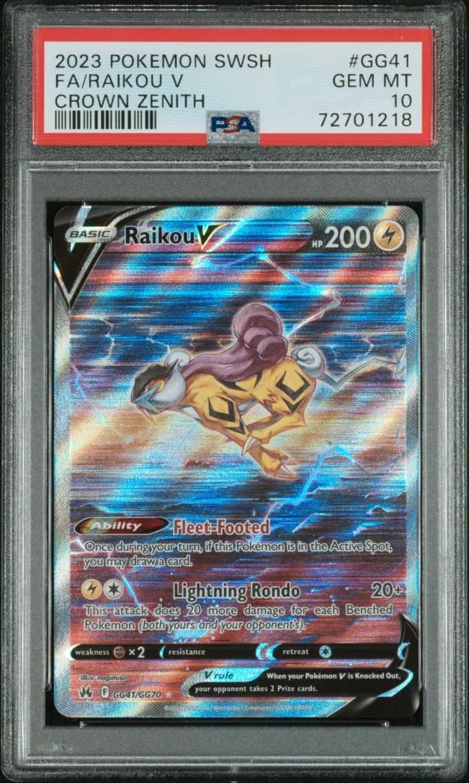 Raikou V, Sword and Shield Crown Zenith, PSA 10