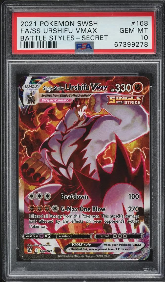 Single Strike Urshifu VMAX, Sword & Shield Battle Styles, PSA 10