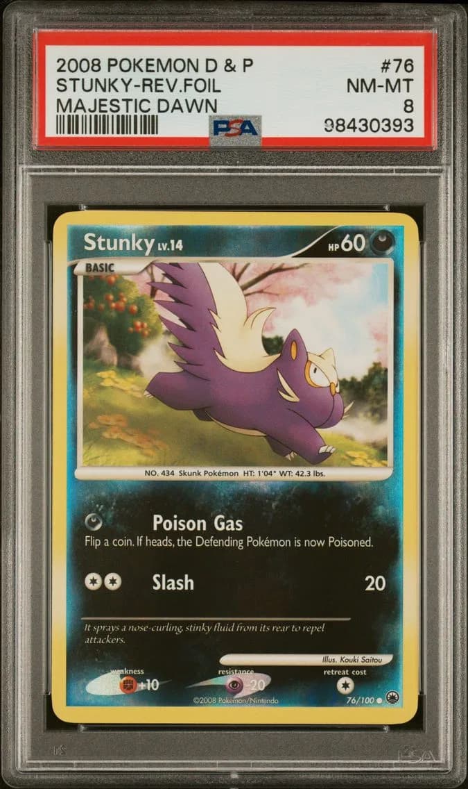 Stunky-Reverse Foil, Diamond & Pearl Majestic Dawn, PSA 8