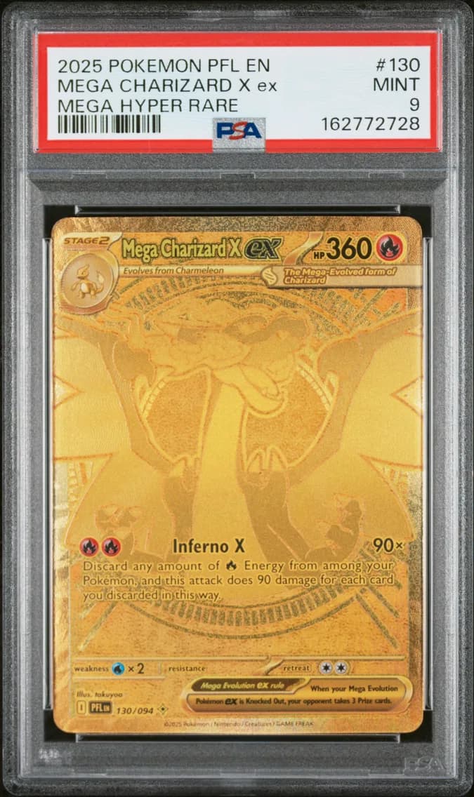 Mega Charizard X EX, Phantasmal Flames, PSA 9