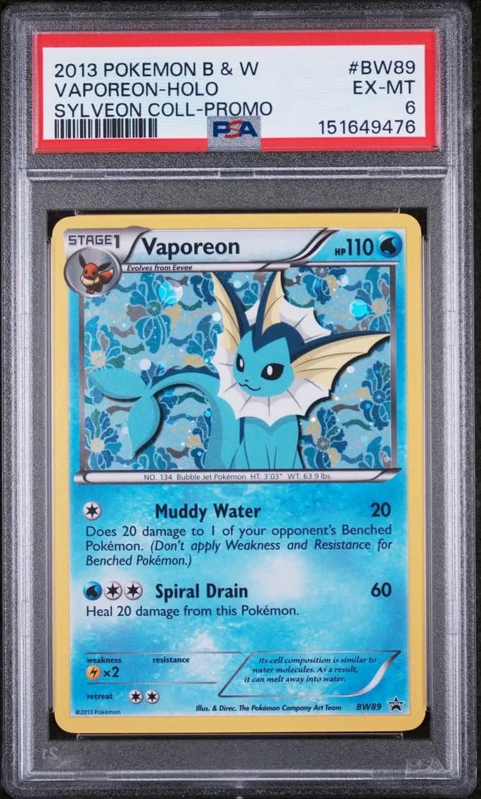 Vaporeon-Holo, Black & White Promo, PSA 6