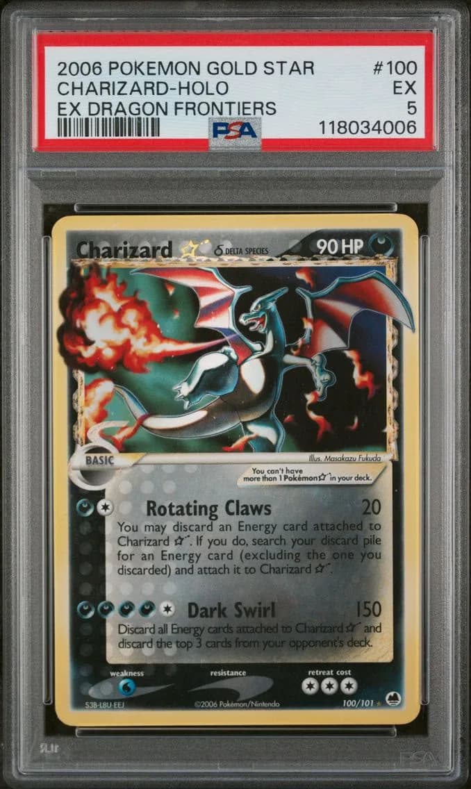 Charizard-Holo Gold Star, EX Dragon Frontiers, PSA 5