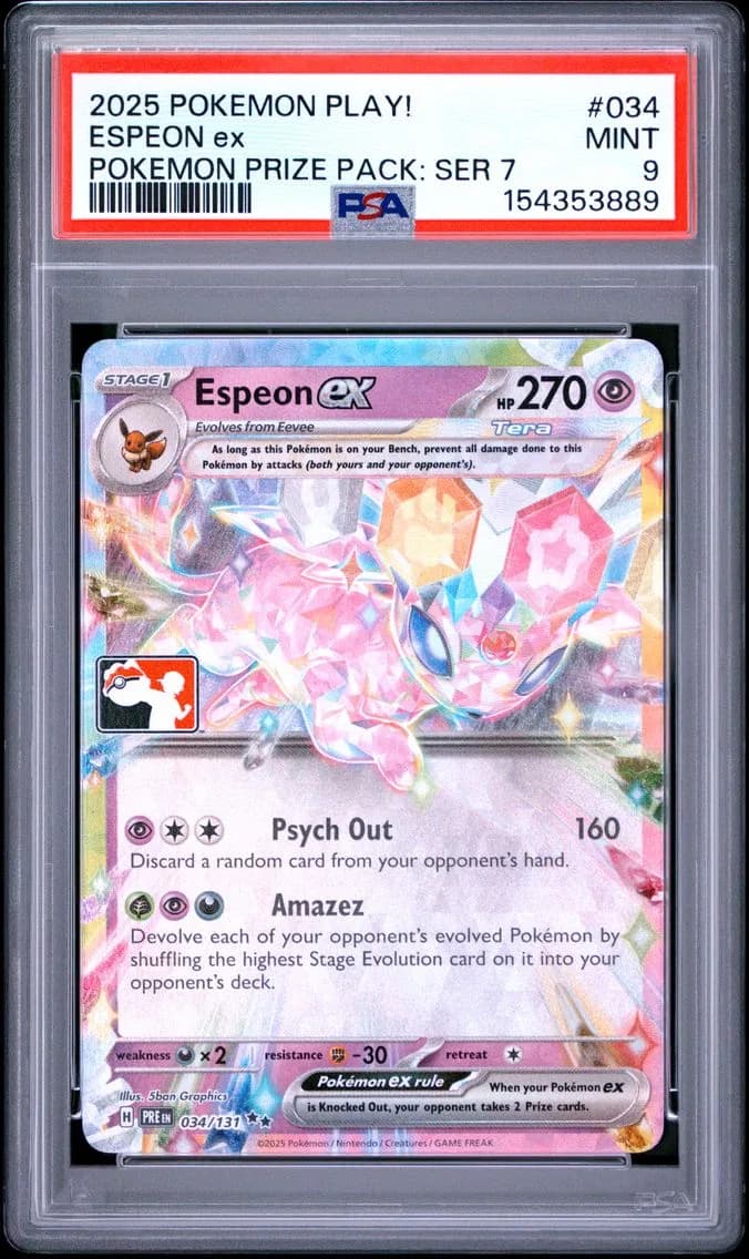 Espeon EX, Play! Pokemon Prize Pack: Series 7, PSA 9