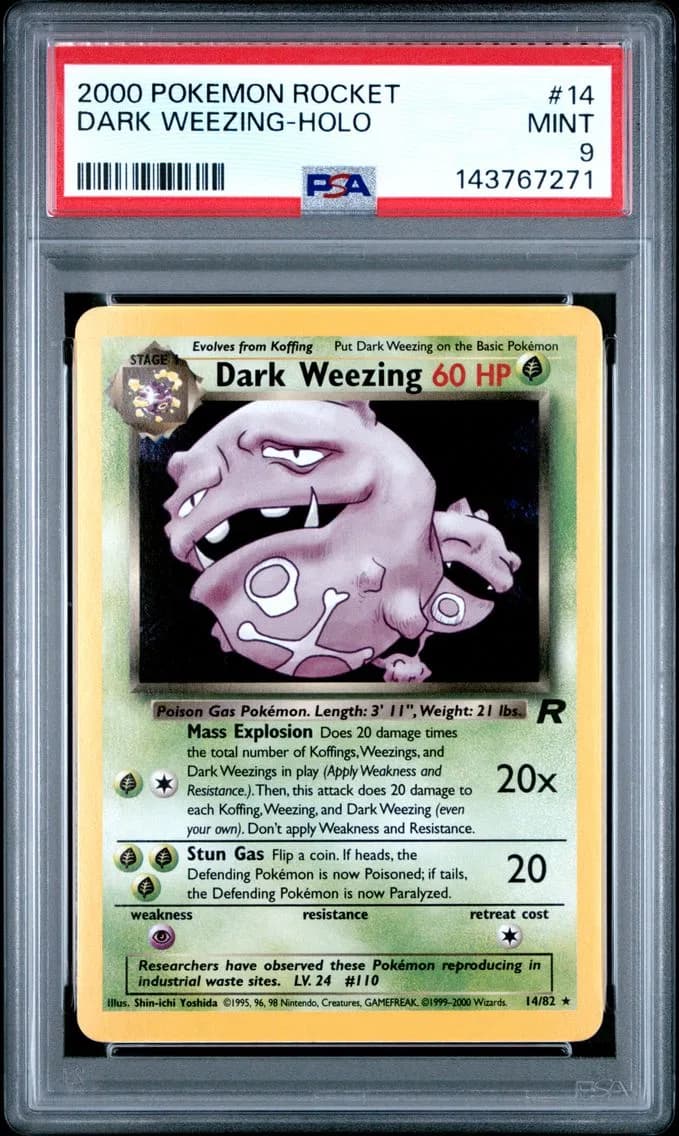 Dark Weezing-Holo, Rocket, PSA 9