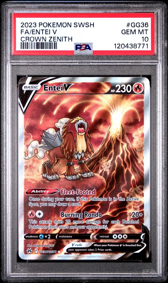 Entei V, Sword and Shield Crown Zenith, PSA 10