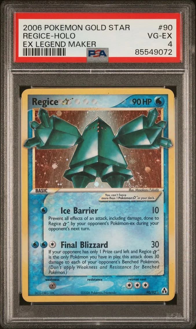 Regice-Holo Gold Star, EX Legend Maker, PSA 4