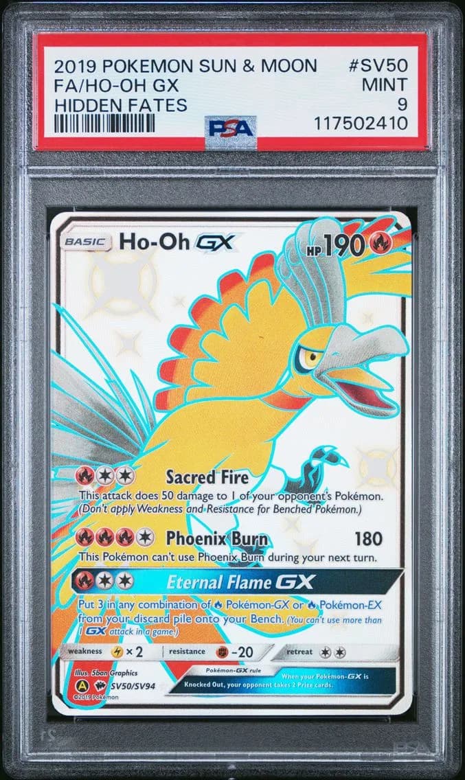 HO-Oh GX, Sun & Moon Hidden Fates, PSA 9