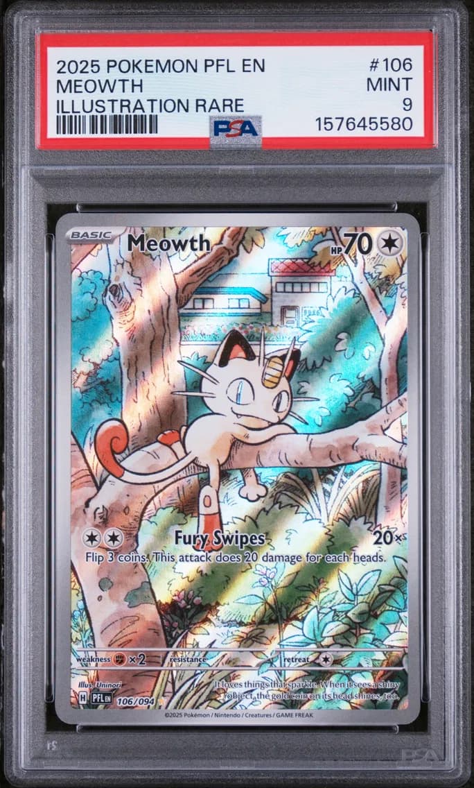 Meowth, Phantasmal Flames, PSA 9