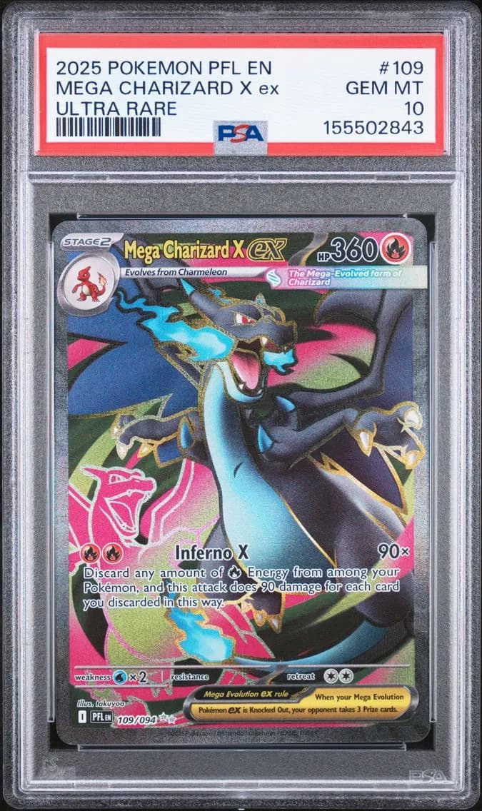 Mega Charizard X EX, Phantasmal Flames, PSA 10