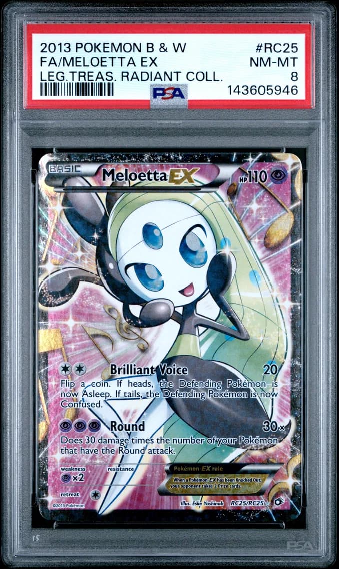 Meloetta EX, Black & White Legendary Treasures Radiant Collection, PSA 8
