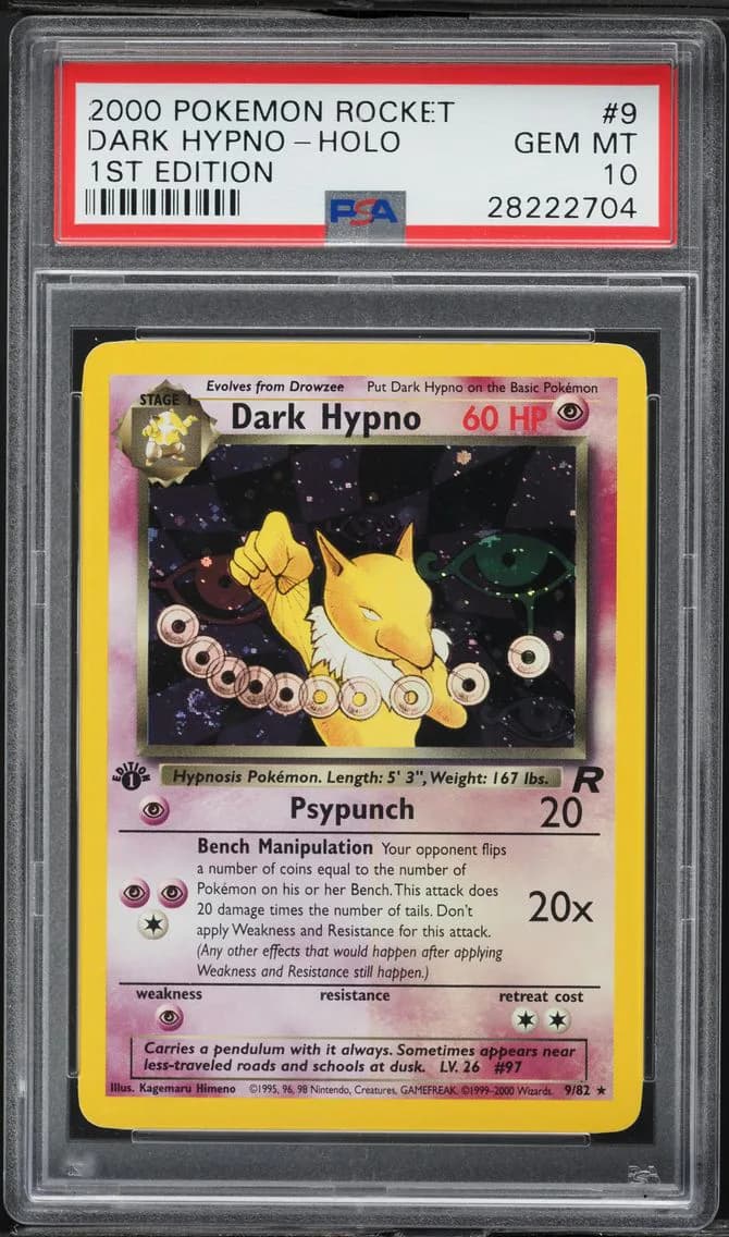 Dark Hypno-Holo 1st Edition, Rocket, PSA 10