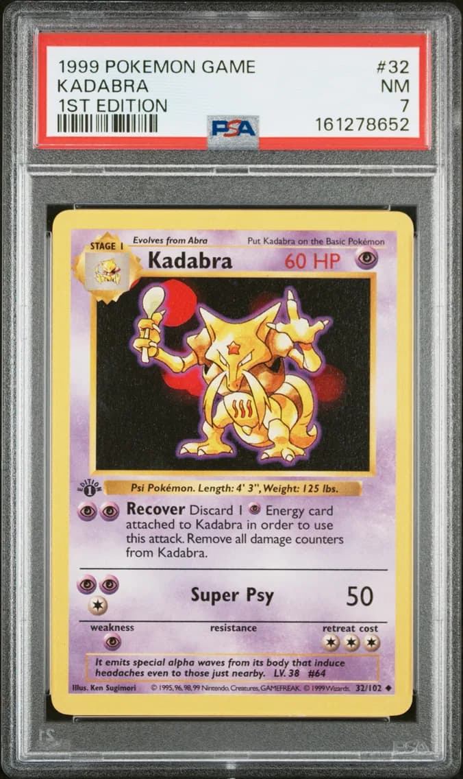 Kadabra 1st Edition, Game, PSA 7