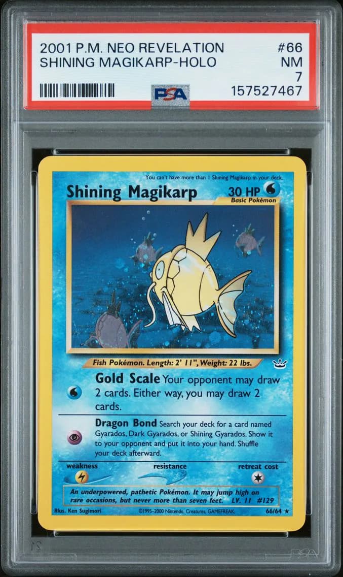 Shining Magikarp-Holo, Neo Revelation, PSA 7