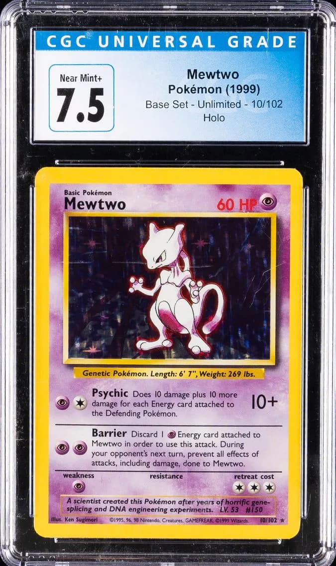 Mewtwo-Holo, Base Set - Unlimited, CGC 7.5