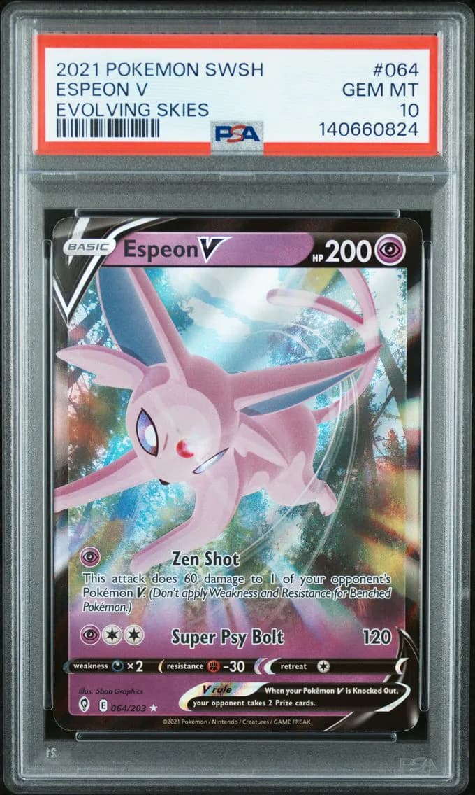 Espeon V, Sword & Shield Evolving Skies, PSA 10
