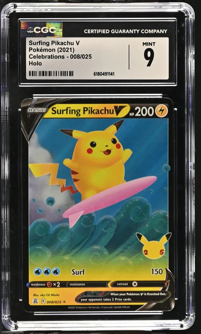 Surfing Pikachu V, Celebrations, CGC 9
