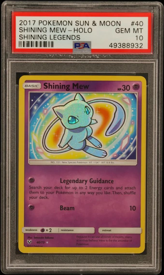 Shining Mew-Holo, Sun & Moon Shining Legends, PSA 10