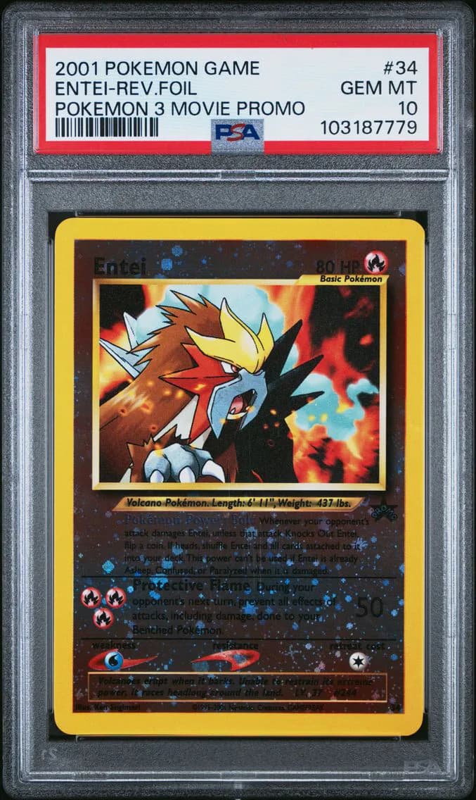 Entei-Reverse Foil, Game Movie, PSA 10