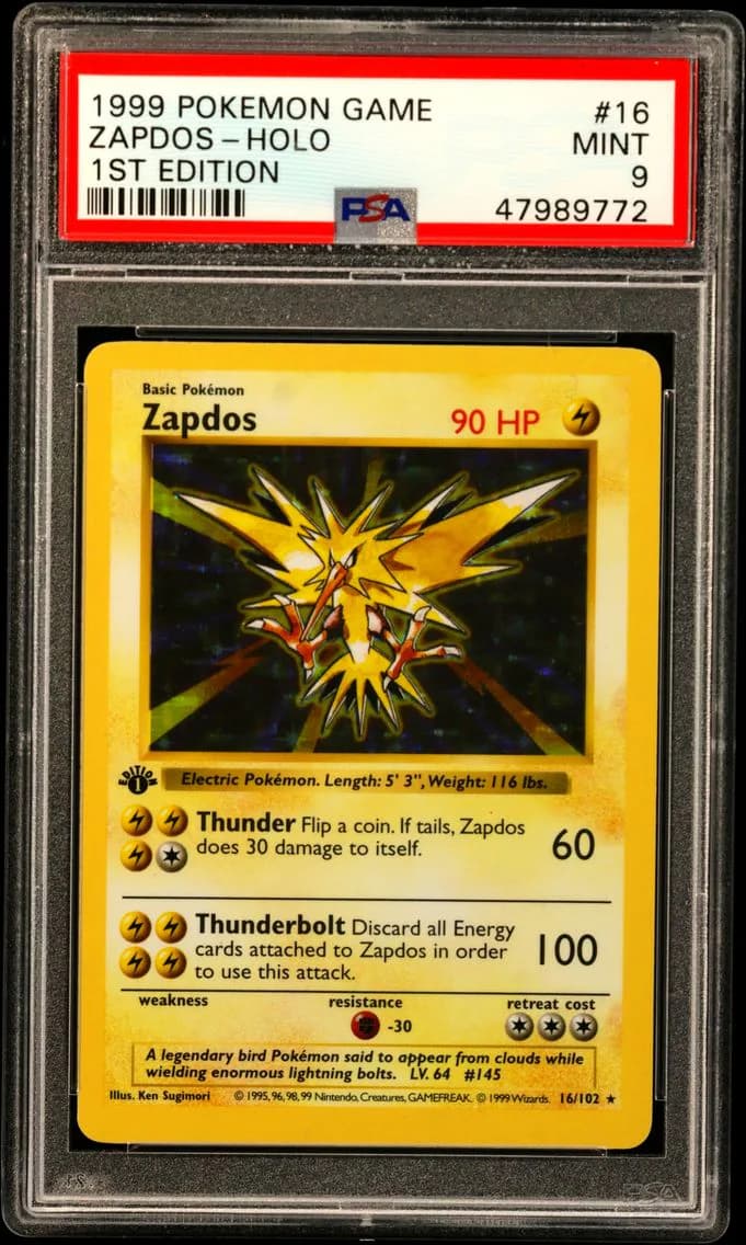 Zapdos-Holo 1st Edition, Game, PSA 9