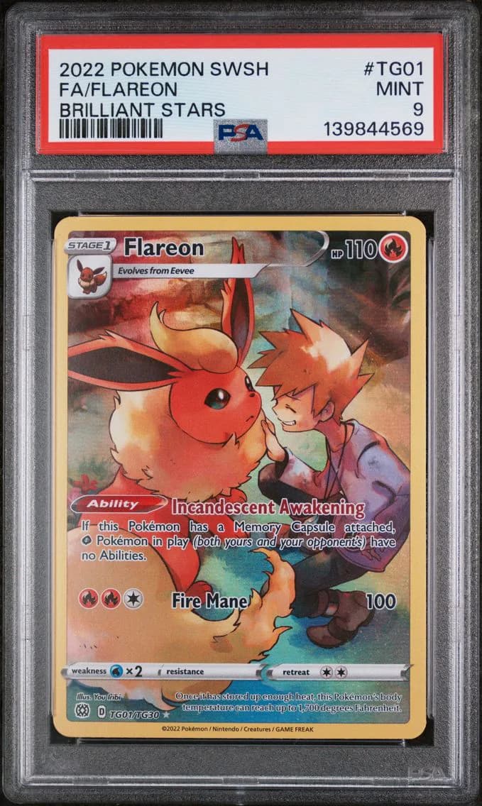 Flareon, Sword & Shield Brilliant Stars, PSA 9