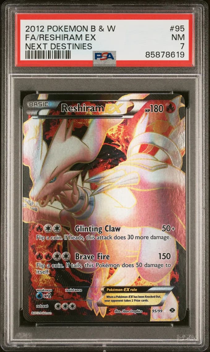 Reshiram EX, Black & White Next Destinies, PSA 7