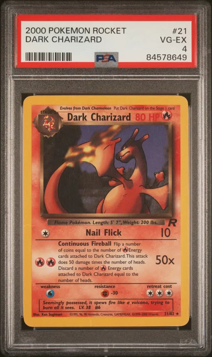 Dark Charizard, Rocket, PSA 4