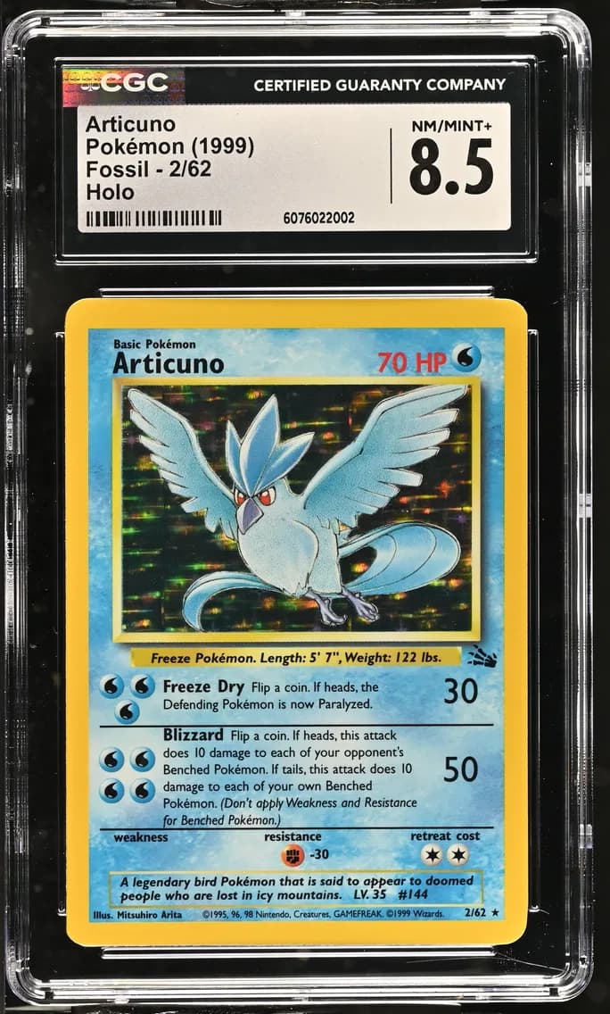 Articuno, Fossil - Unlimited, CGC 8.5