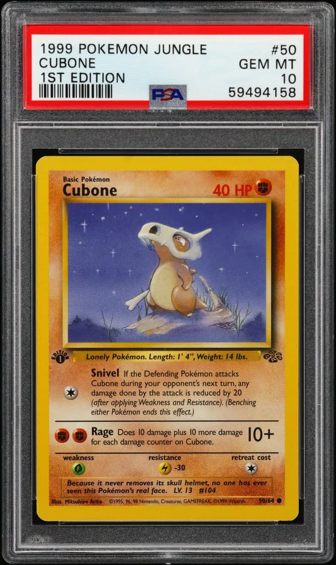 Cubone 1st Edition, Jungle, PSA 10