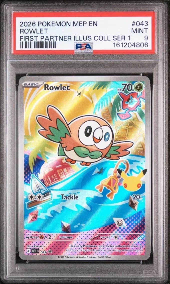 Rowlet, Me Black Star Promo, PSA 9