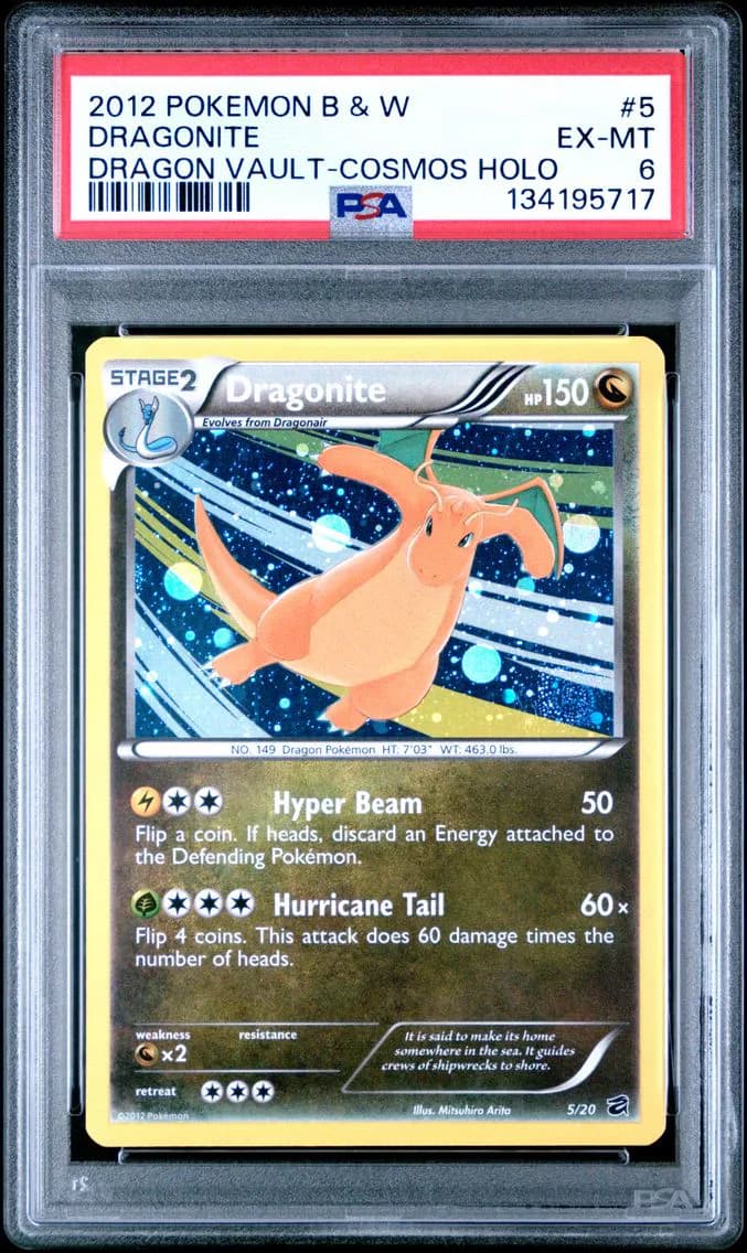 Dragonite, Black & White Dragon Vault, PSA 6