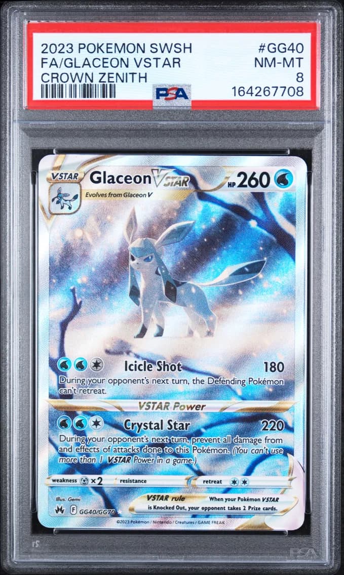 Glaceon VSTAR, Sword and Shield Crown Zenith, PSA 8
