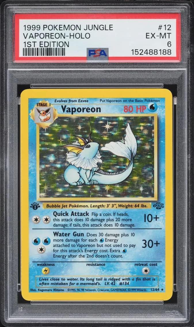 Vaporeon-Holo, Jungle, PSA 6