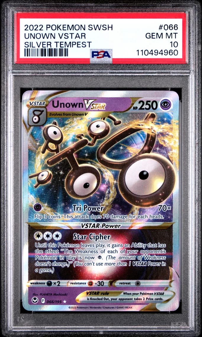 Unown VSTAR, Sword & Shield Silver Tempest, PSA 10