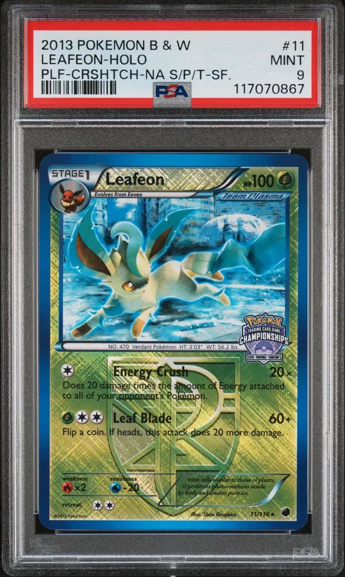 Leafeon-Holo, Black & White Plasma Freeze, PSA 9
