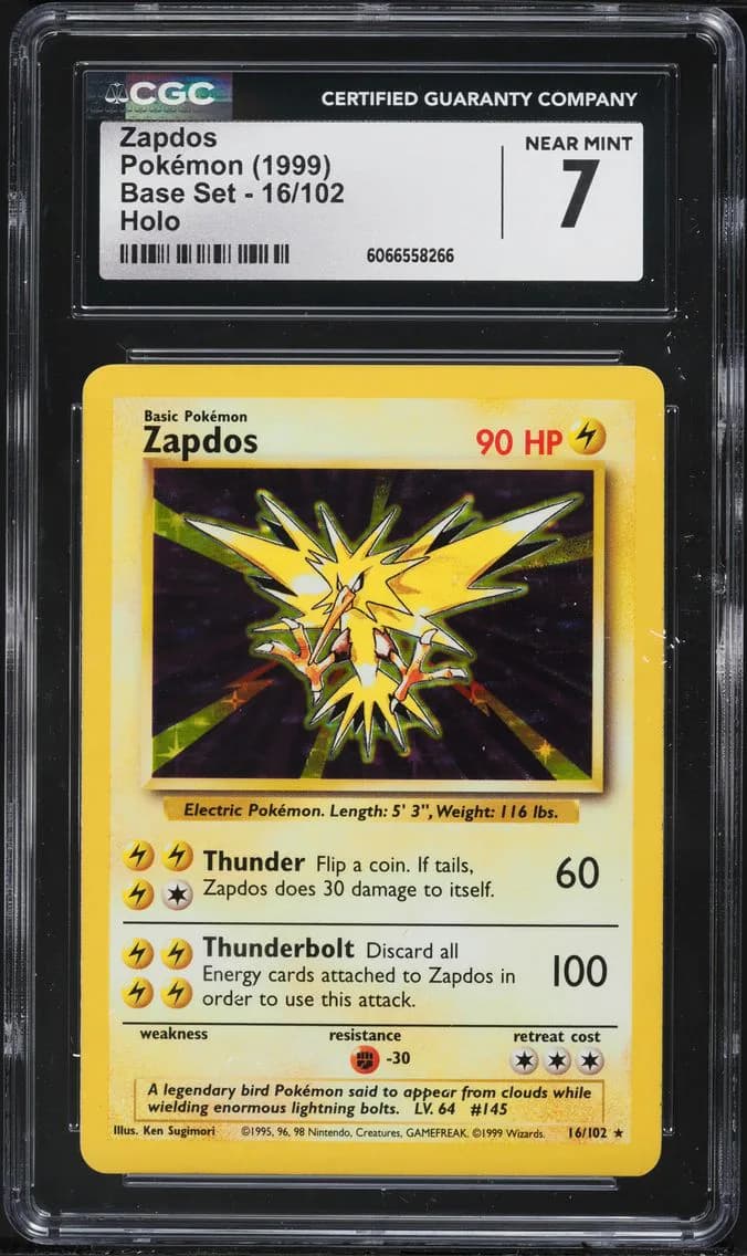 Zapdos-Holo, Base Set - Unlimited, CGC 7