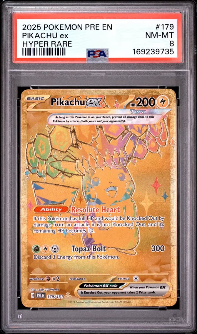 Pikachu EX, Prismatic Evolutions, PSA 8