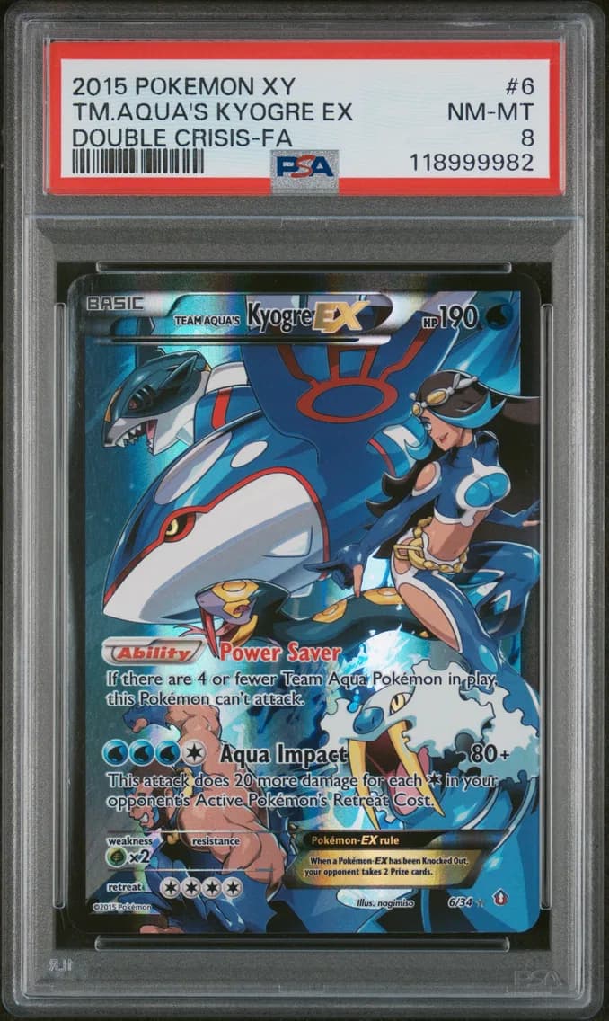 Team Aqua's Kyogre EX, XY Double Crisis, PSA 8