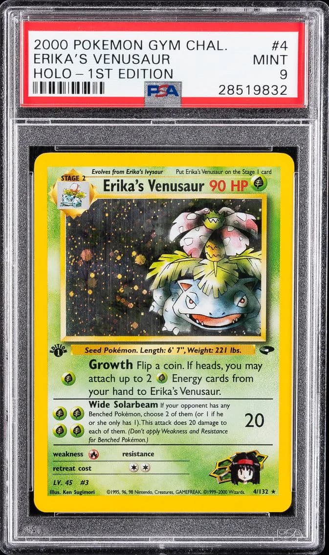 Erika's Venusaur Holo-1st Edition, Gym Challenge, PSA 9