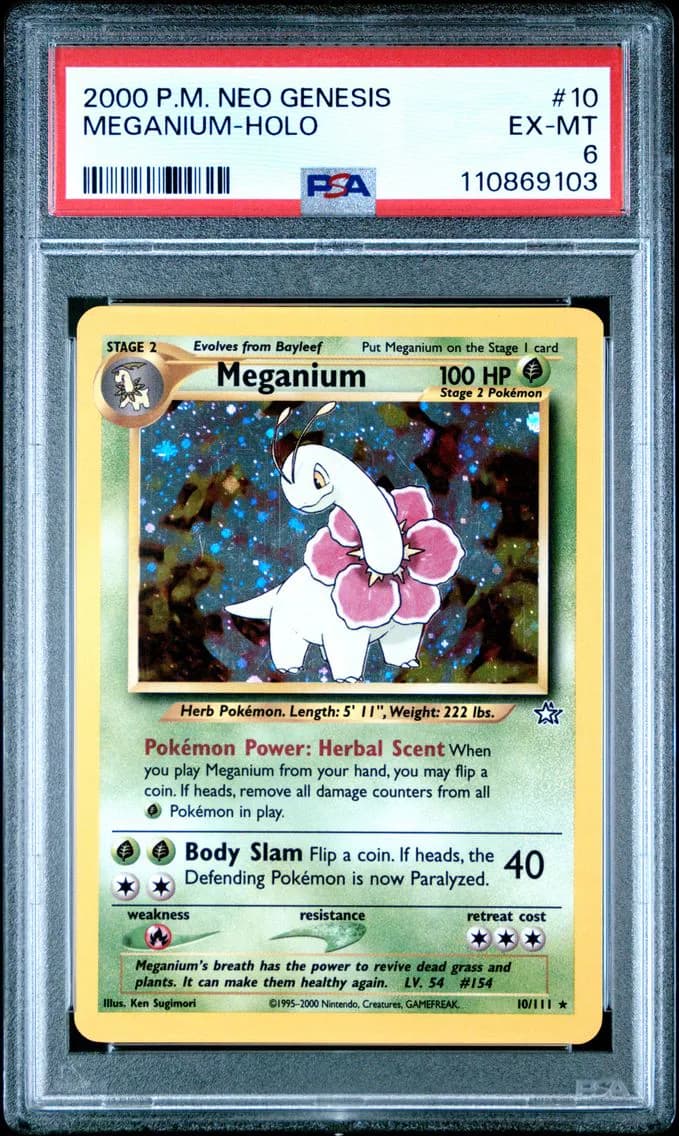 Meganium-Holo, Neo Genesis, PSA 6