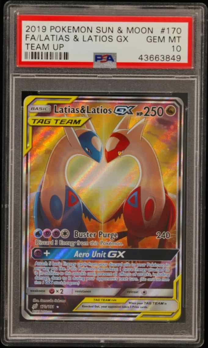 Latias & Latios GX, Sun & Moon Team Up, PSA 10
